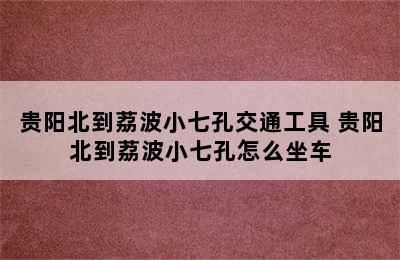 贵阳北到荔波小七孔交通工具 贵阳北到荔波小七孔怎么坐车